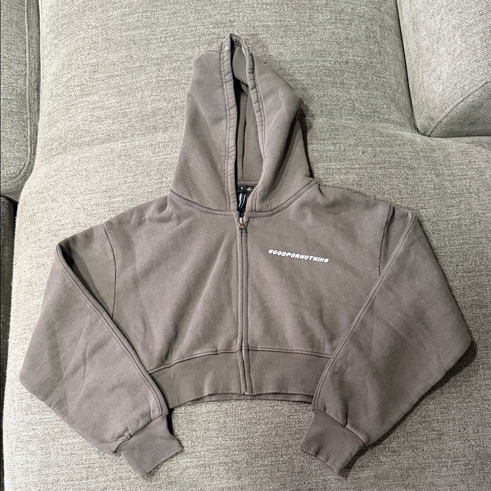 NWT Good For Nothing Vintage Grey Cropped Hoodie